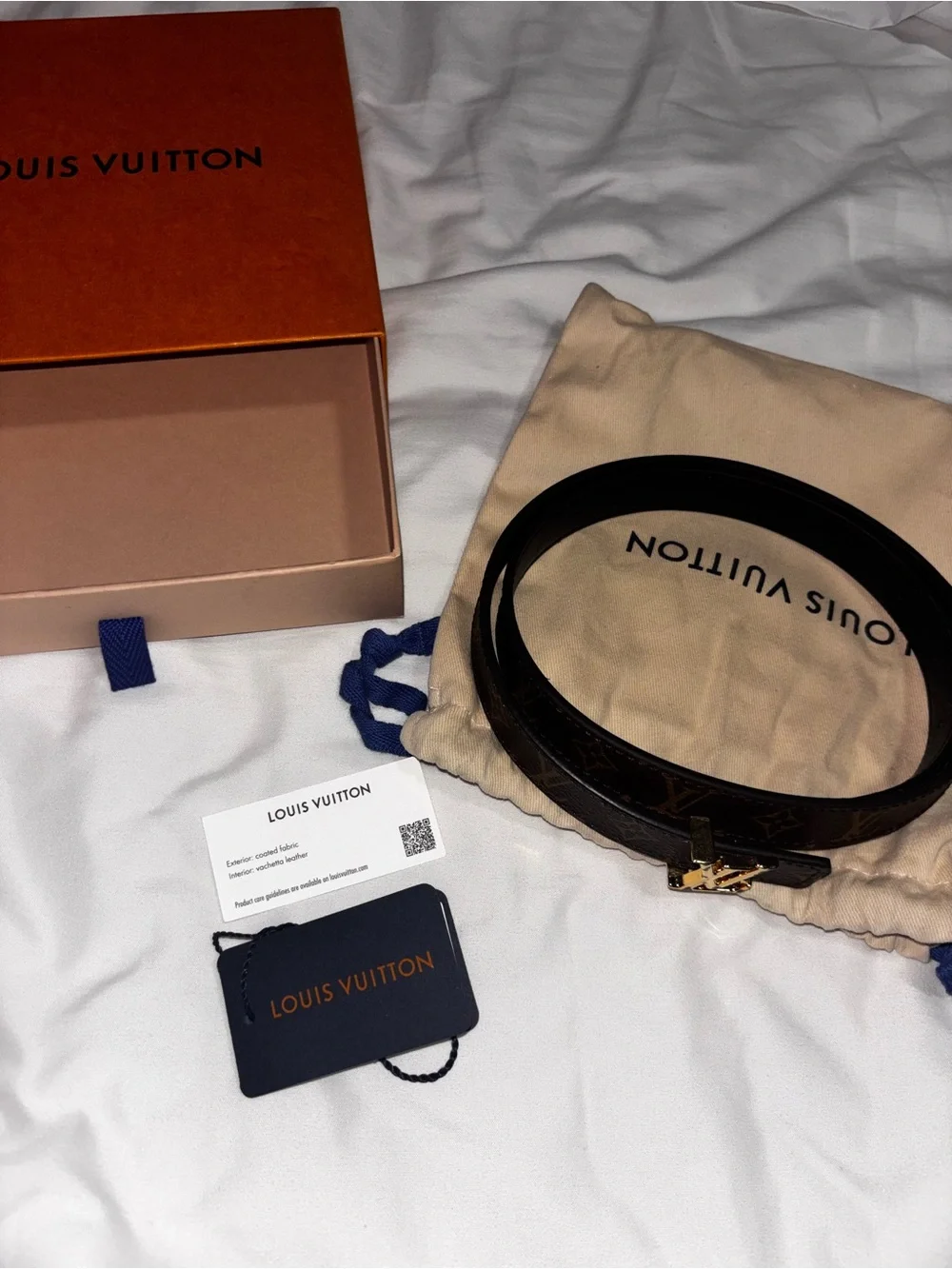 Louis Vuitton Brown Monogram Belt with Gold LV Buckle